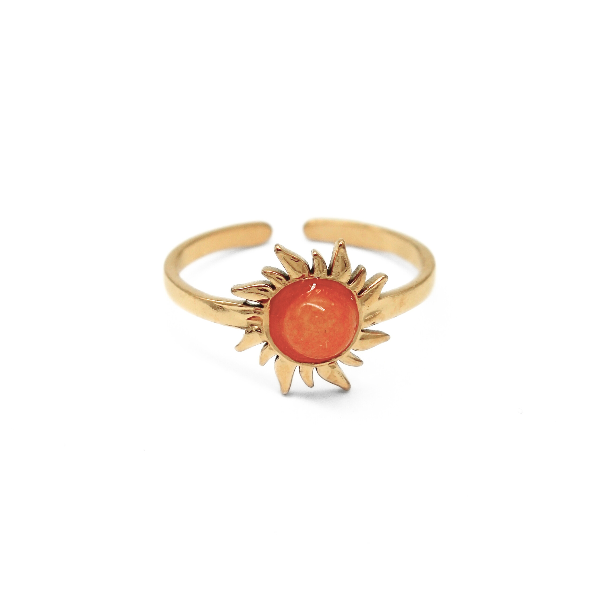 Girasol - Anillo - Acero inoxidable - Ajustable - Piedra natural