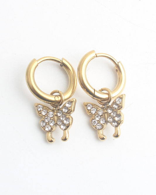 Sparkle Butterfly - Stud - Pendientes - Acero inoxidable