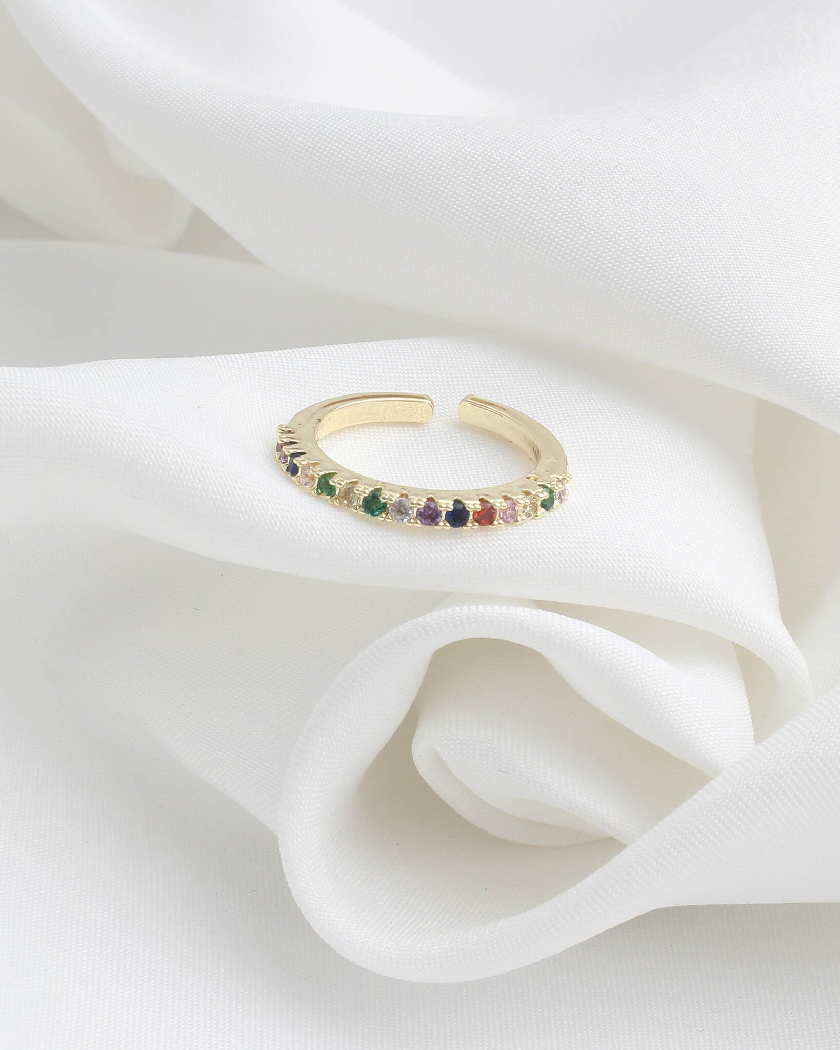 Rhinestone multicolor - Anillo - Acero inoxidable - Ajustable