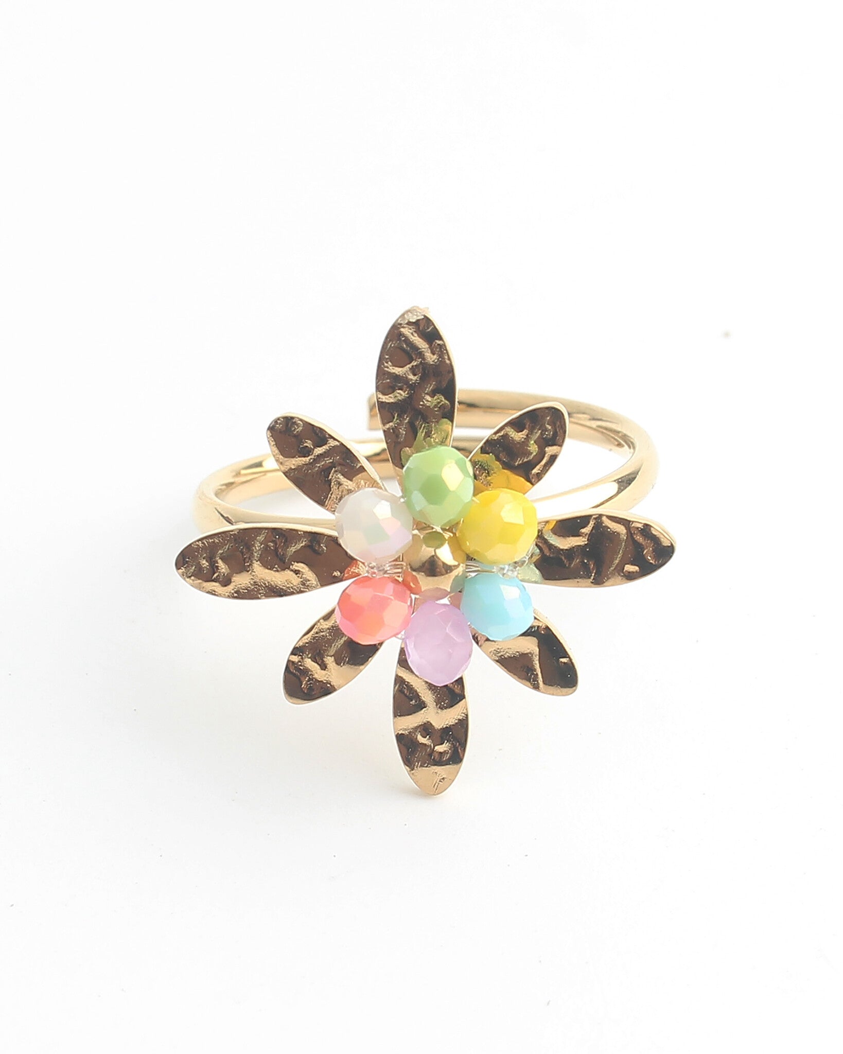 Flor de colores - Anillo - Acero inoxidable - Ajustable