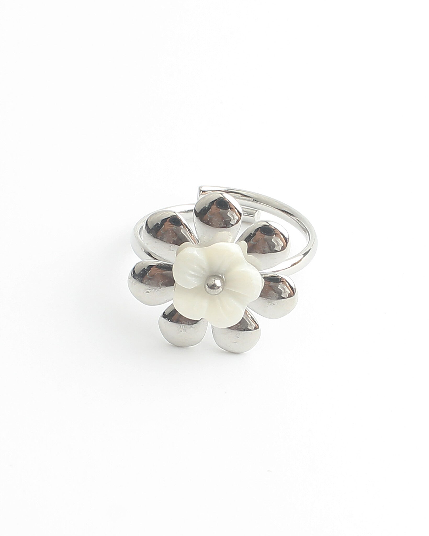 Flor de concha - Anillo - Acero inoxidable - Ajustable