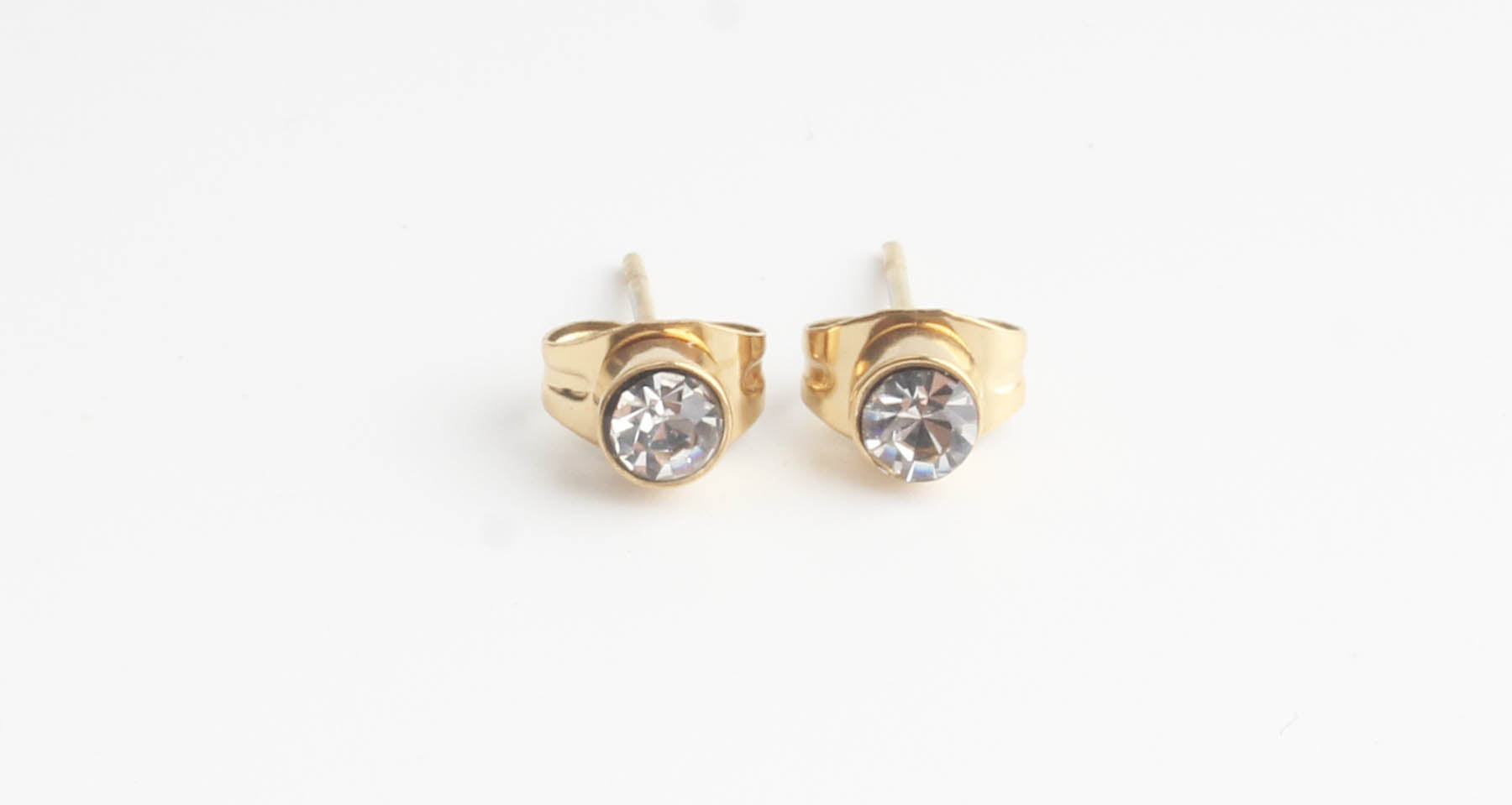 Diamante redondo - Pendientes - Acero inoxidable