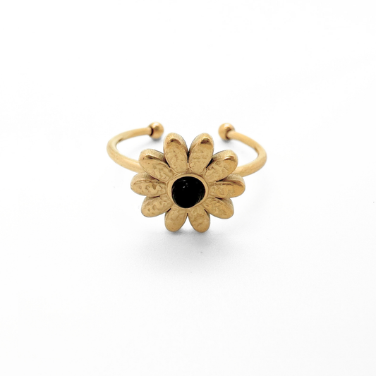 Daisy - Ring - Natural Stone - Stainless Steel - Adjustable