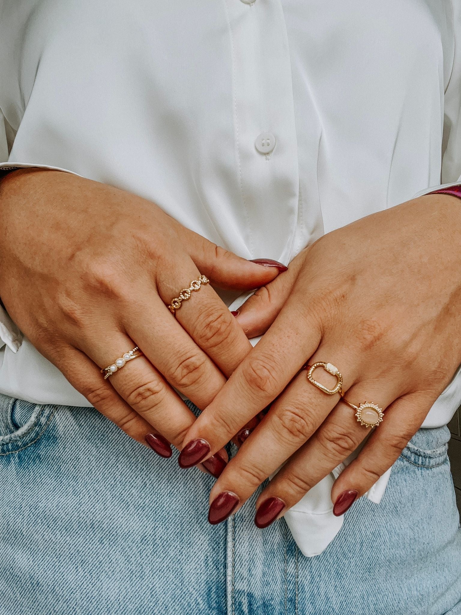 Trois Perles - Anillo - Acero inoxidable - Ajustable