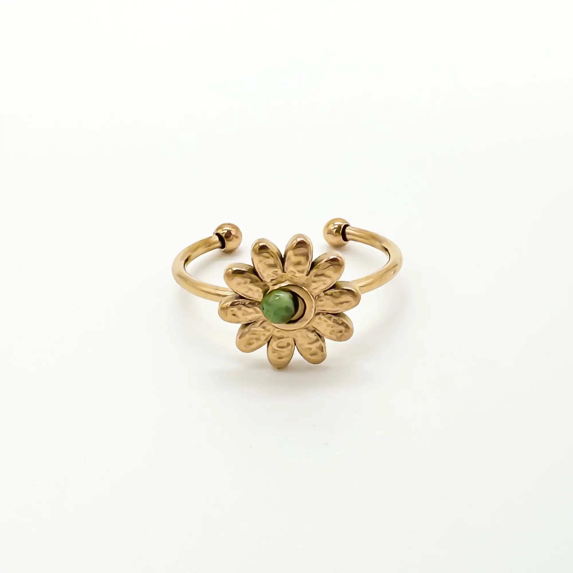 Daisy - Anillo - Piedra natural - Acero inoxidable - Ajustable