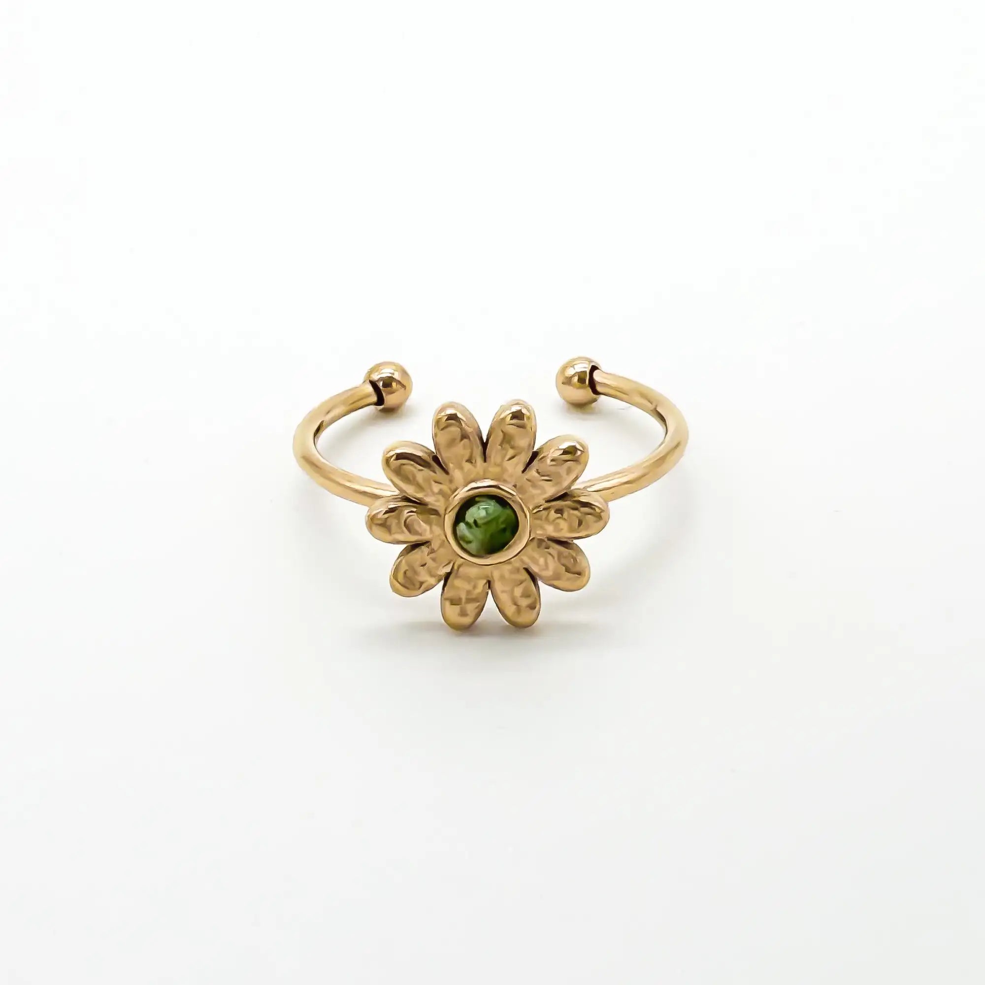 Daisy - Anillo - Piedra natural - Acero inoxidable - Ajustable