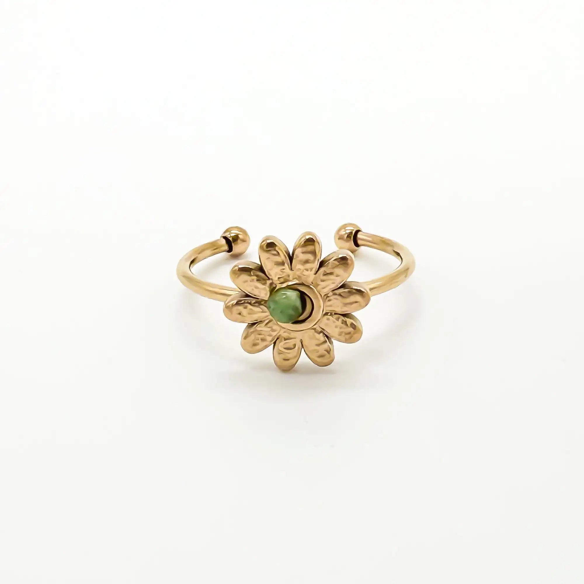 Daisy - Anillo - Piedra natural - Acero inoxidable - Ajustable