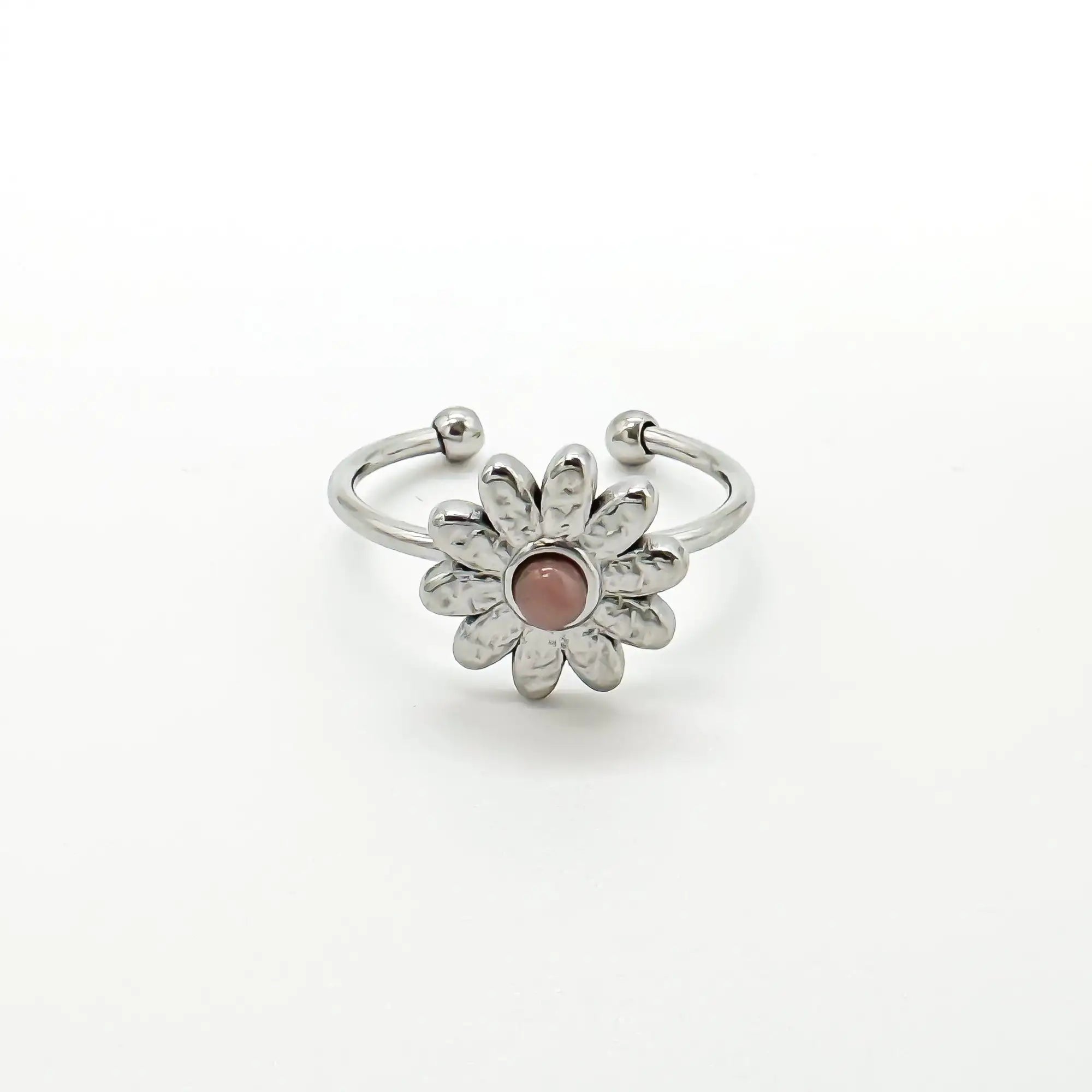 Daisy - Anillo - Piedra natural - Acero inoxidable - Ajustable