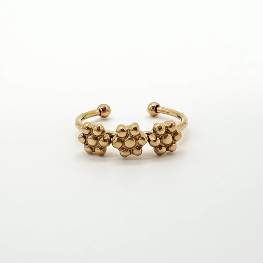 Trois Fleurs - Anillo - Acero inoxidable - Ajustable