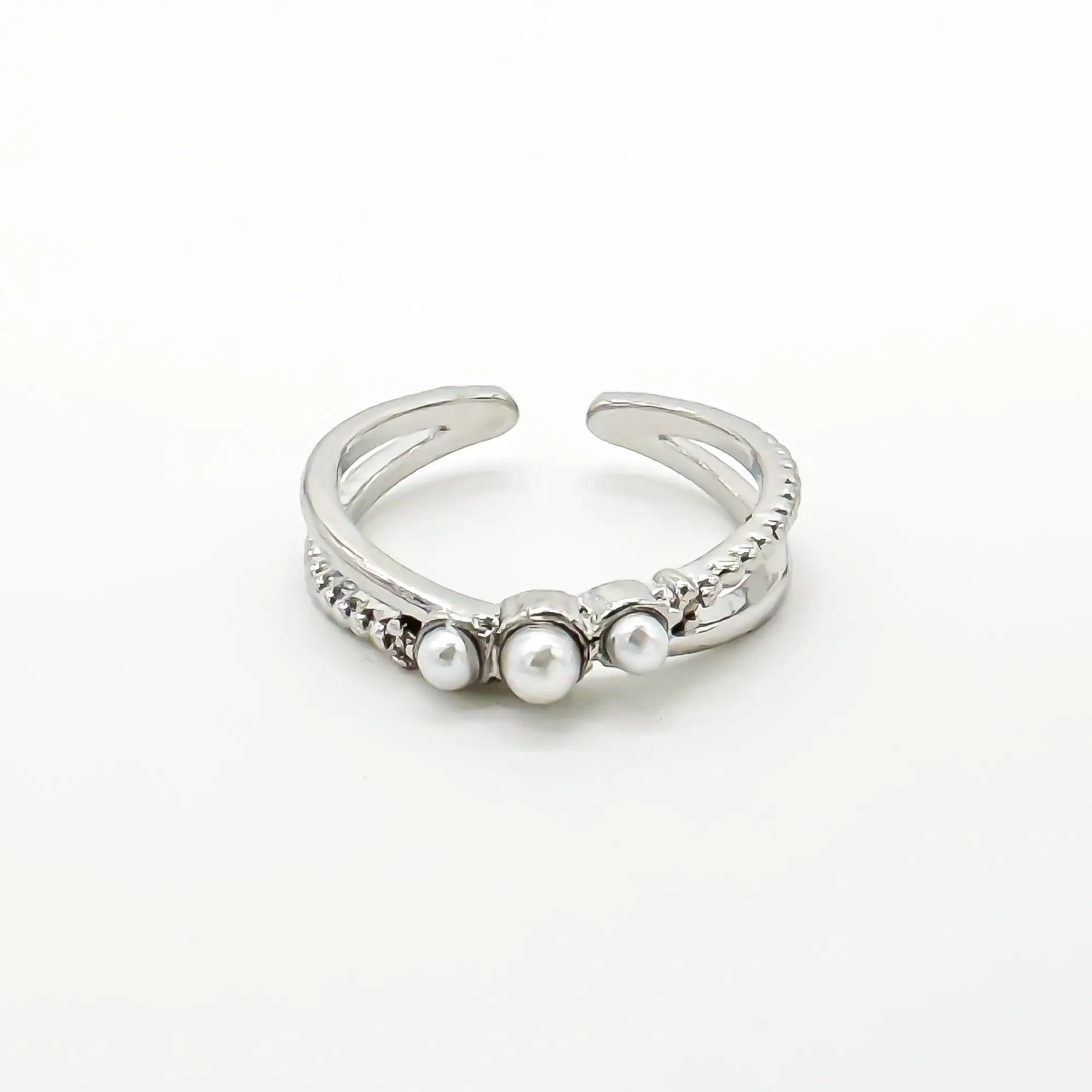 Trois Perles - Anillo - Acero inoxidable - Ajustable