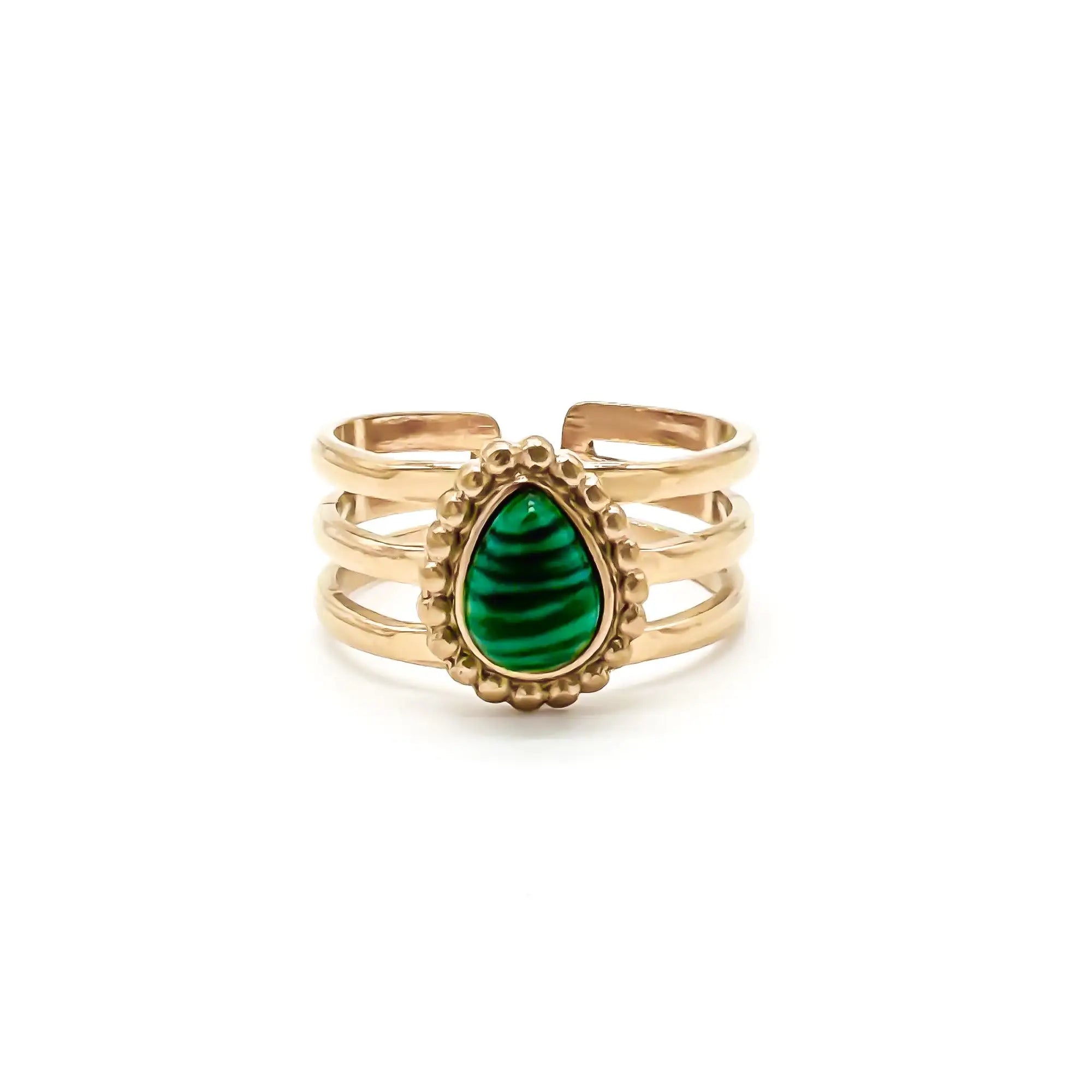 Menthe - Anillo - Piedra natural - Acero inoxidable - Ajustable