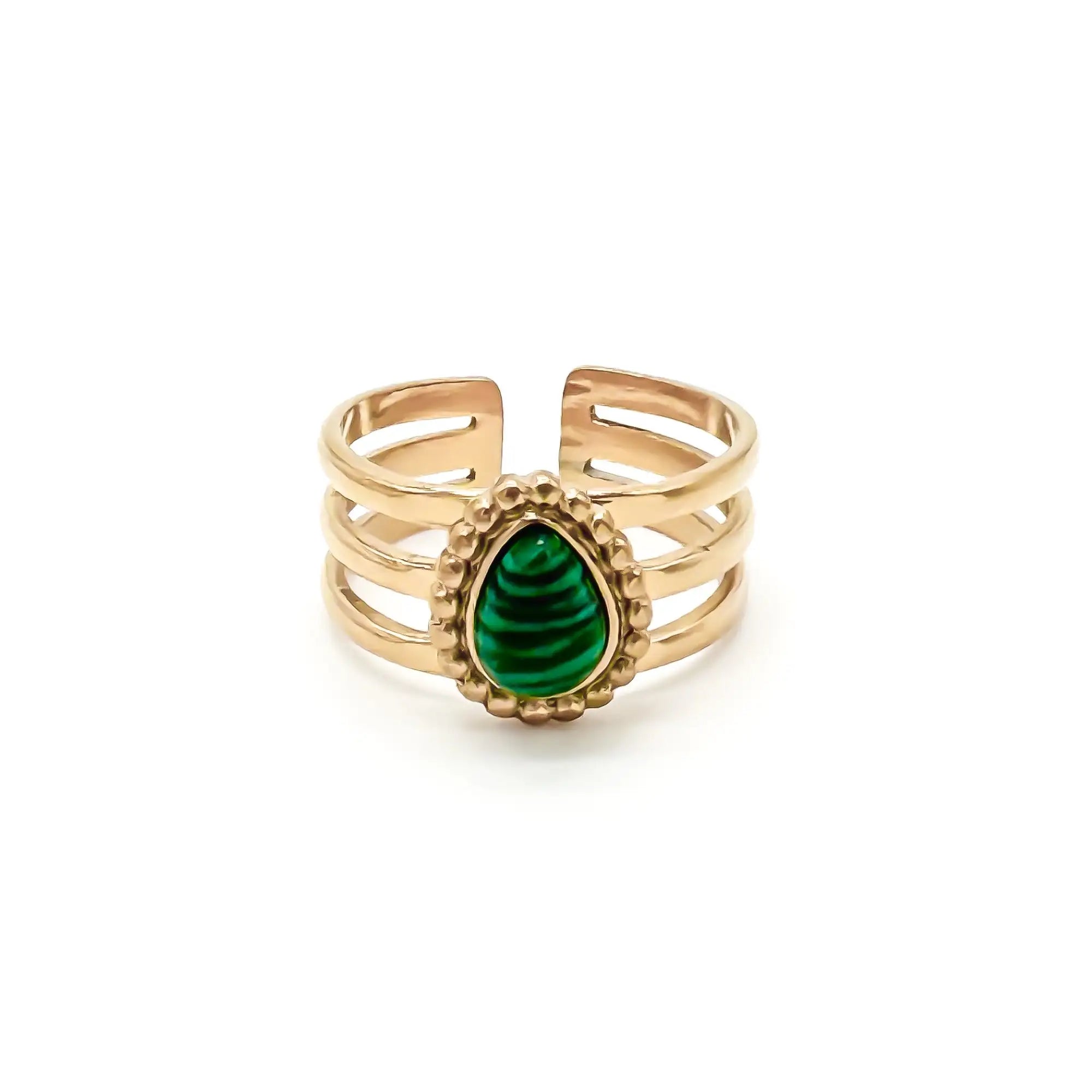 Menthe - Anillo - Piedra natural - Acero inoxidable - Ajustable