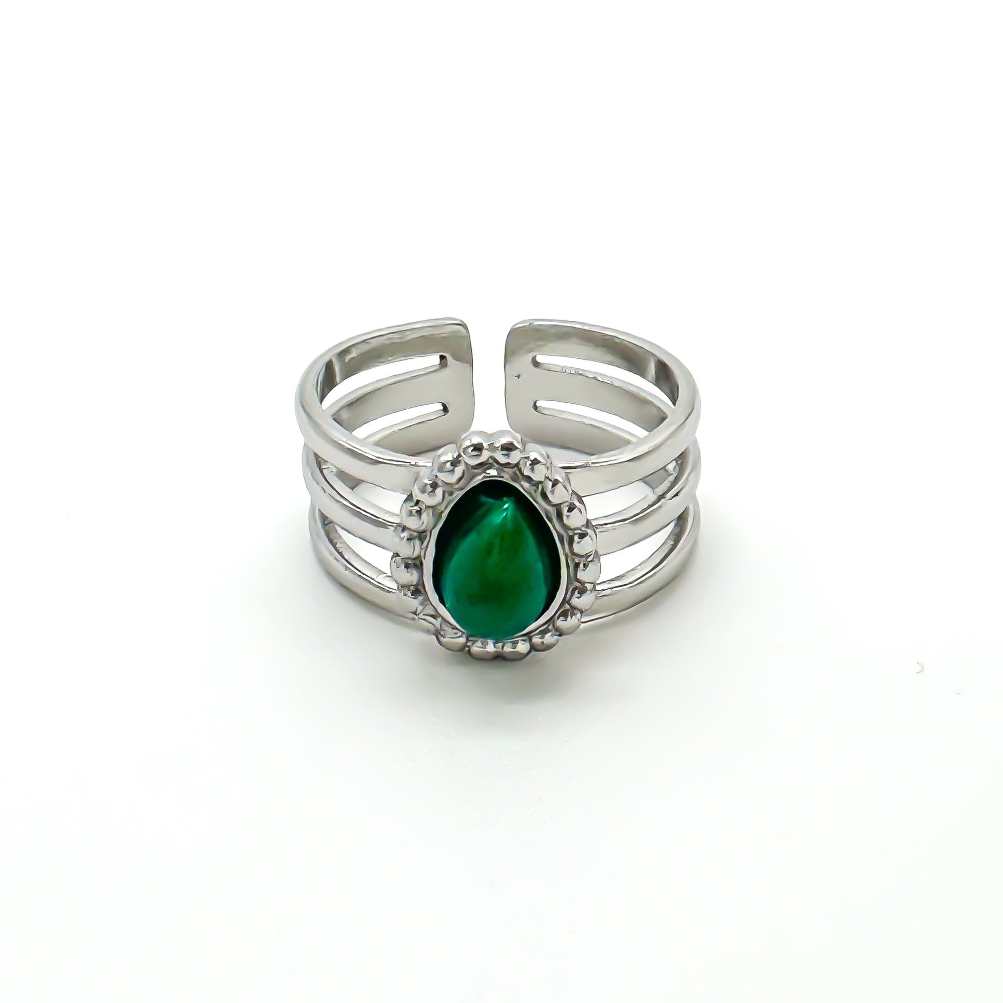 Menthe - Anillo - Piedra natural - Acero inoxidable - Ajustable