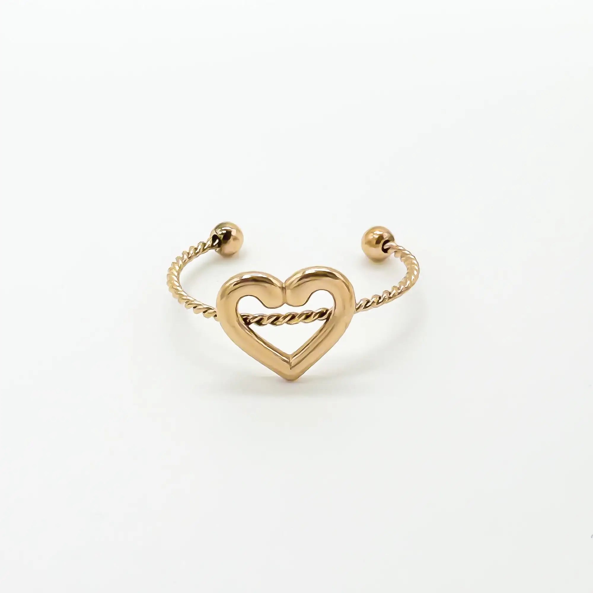 Corazón minimalista - Anillo - Acero inoxidable - Ajustable