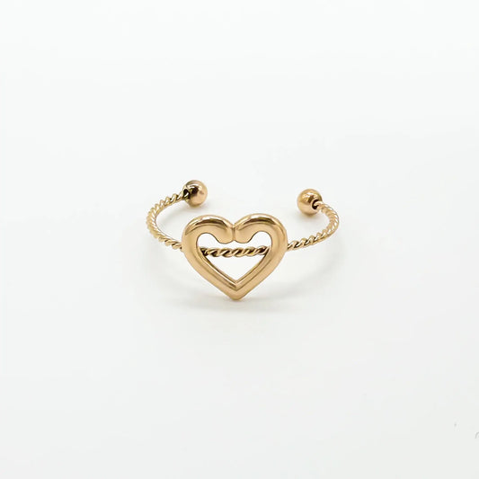 Corazón minimalista - Anillo - Acero inoxidable - Ajustable