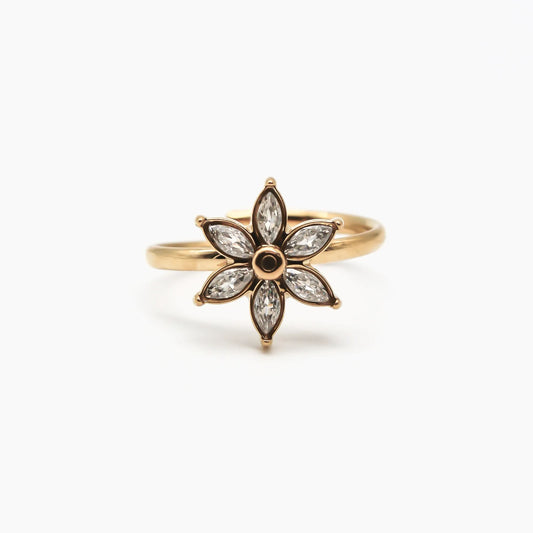 Flor brillante - Anillo - Acero inoxidable - Ajustable