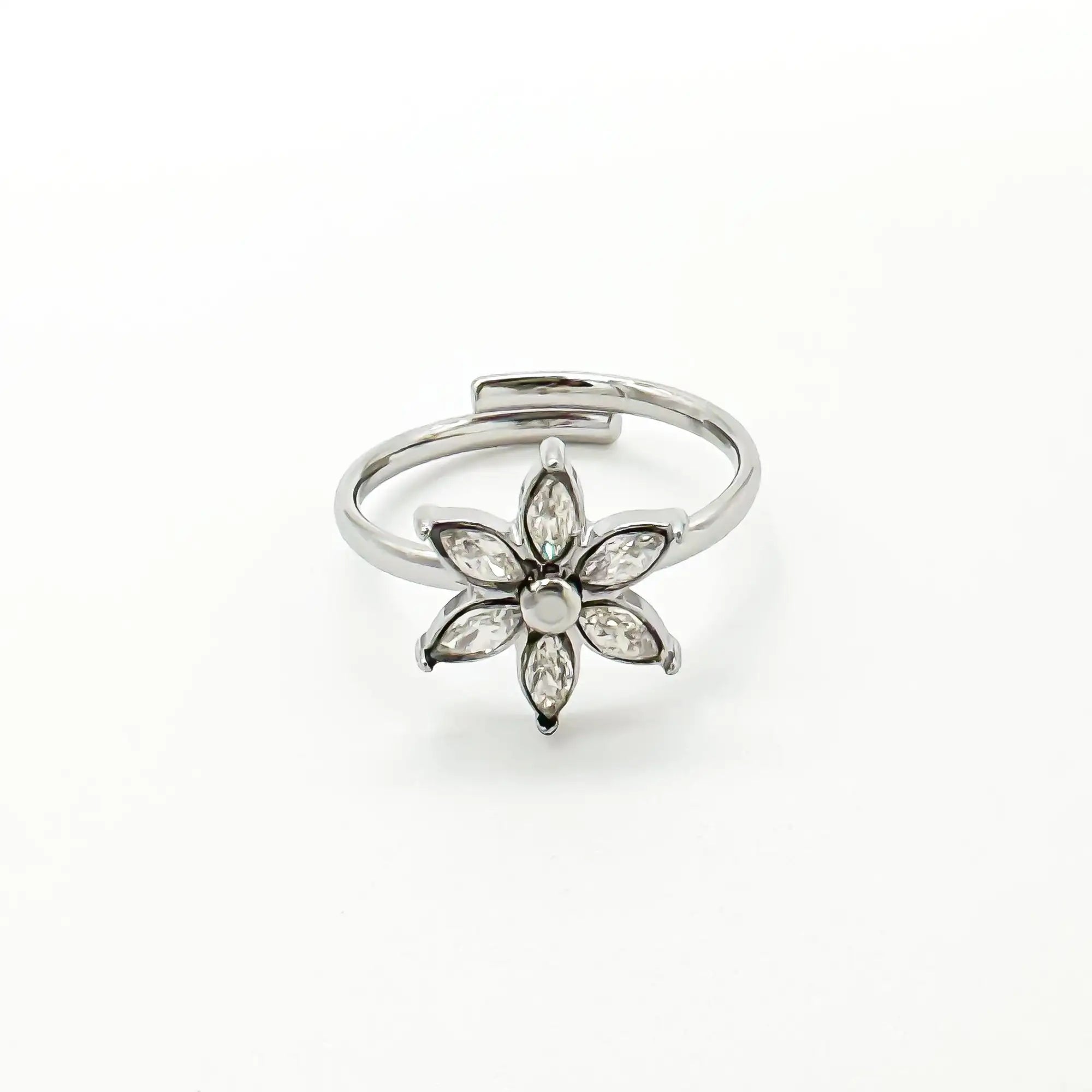 Flor brillante - Anillo - Acero inoxidable - Ajustable