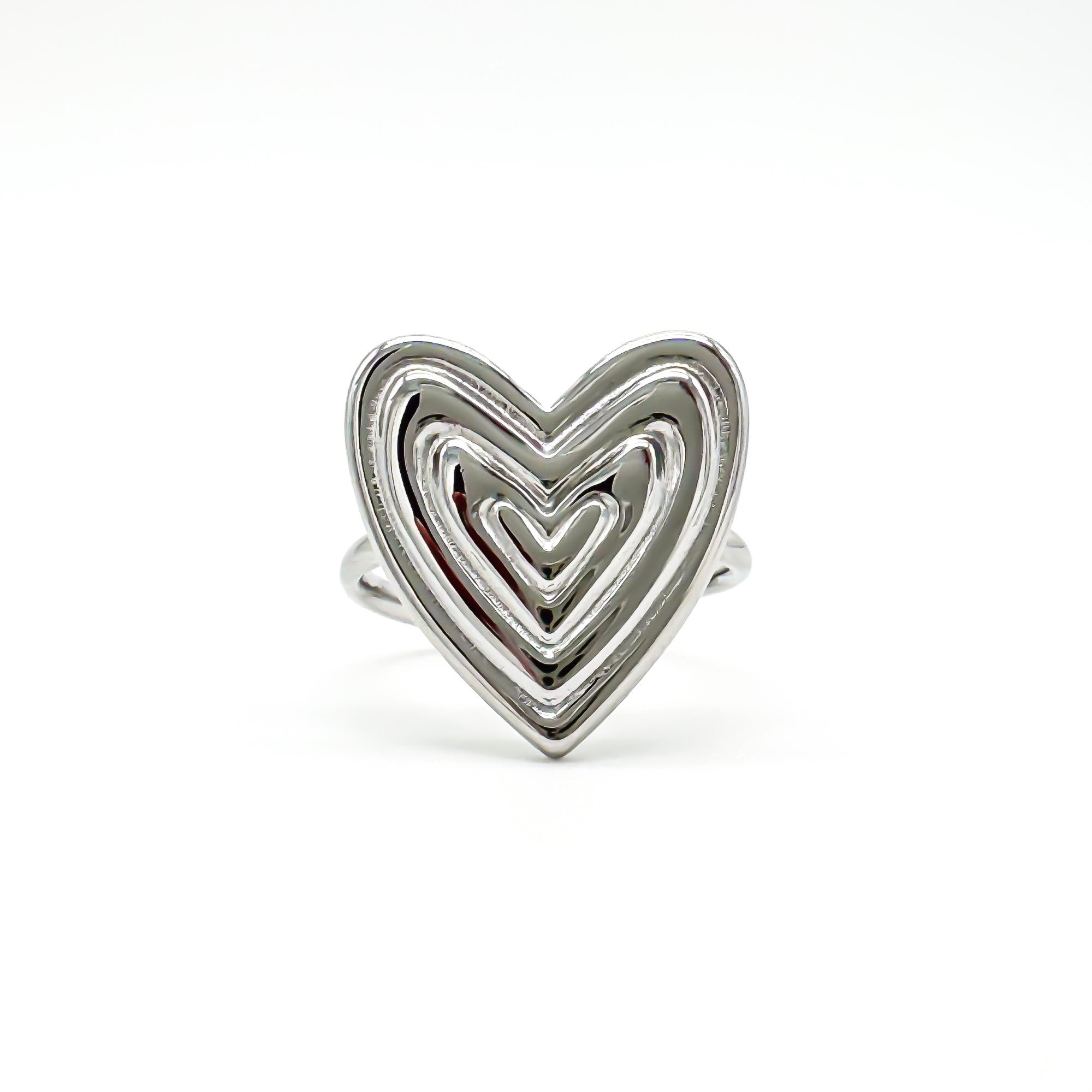 Groovy Heart - Anillo - Acero inoxidable - Ajustable