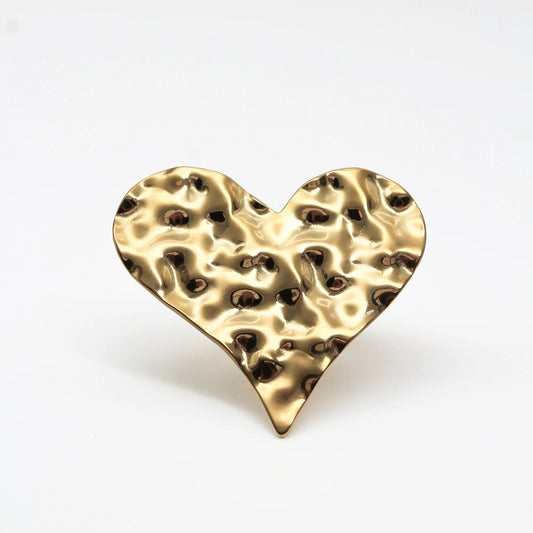 Corazón ondulado - Anillo - Acero inoxidable - Ajustable