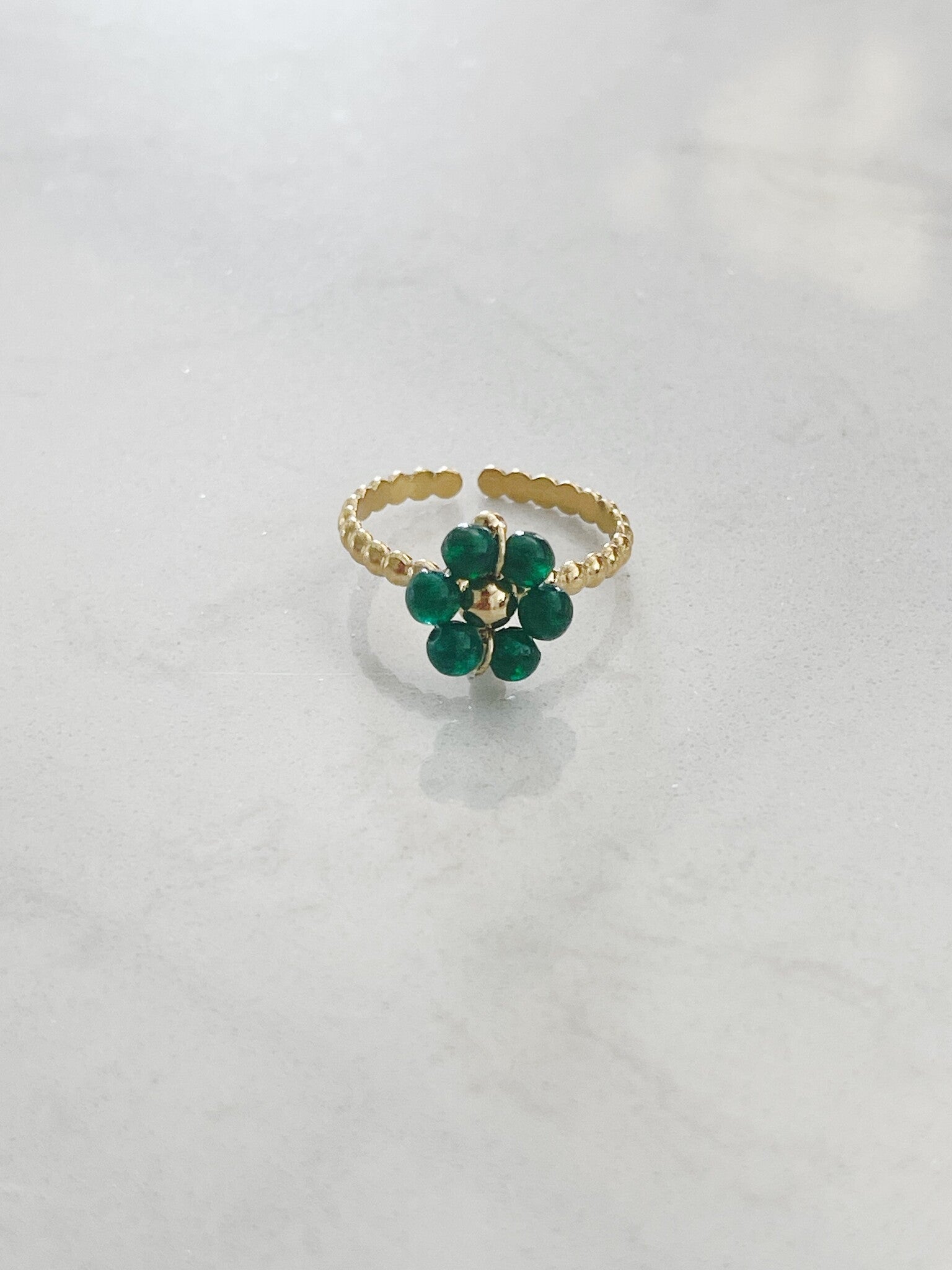 Fleur Vert - Anillo - Acero inoxidable - Ajustable