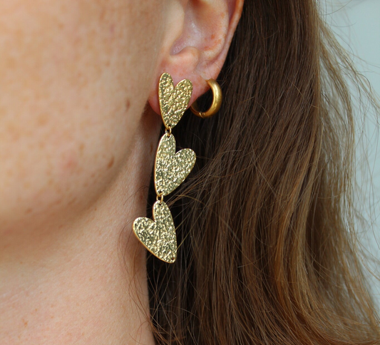 Corazones, corazones, corazones - Pendientes - Acero inoxidable