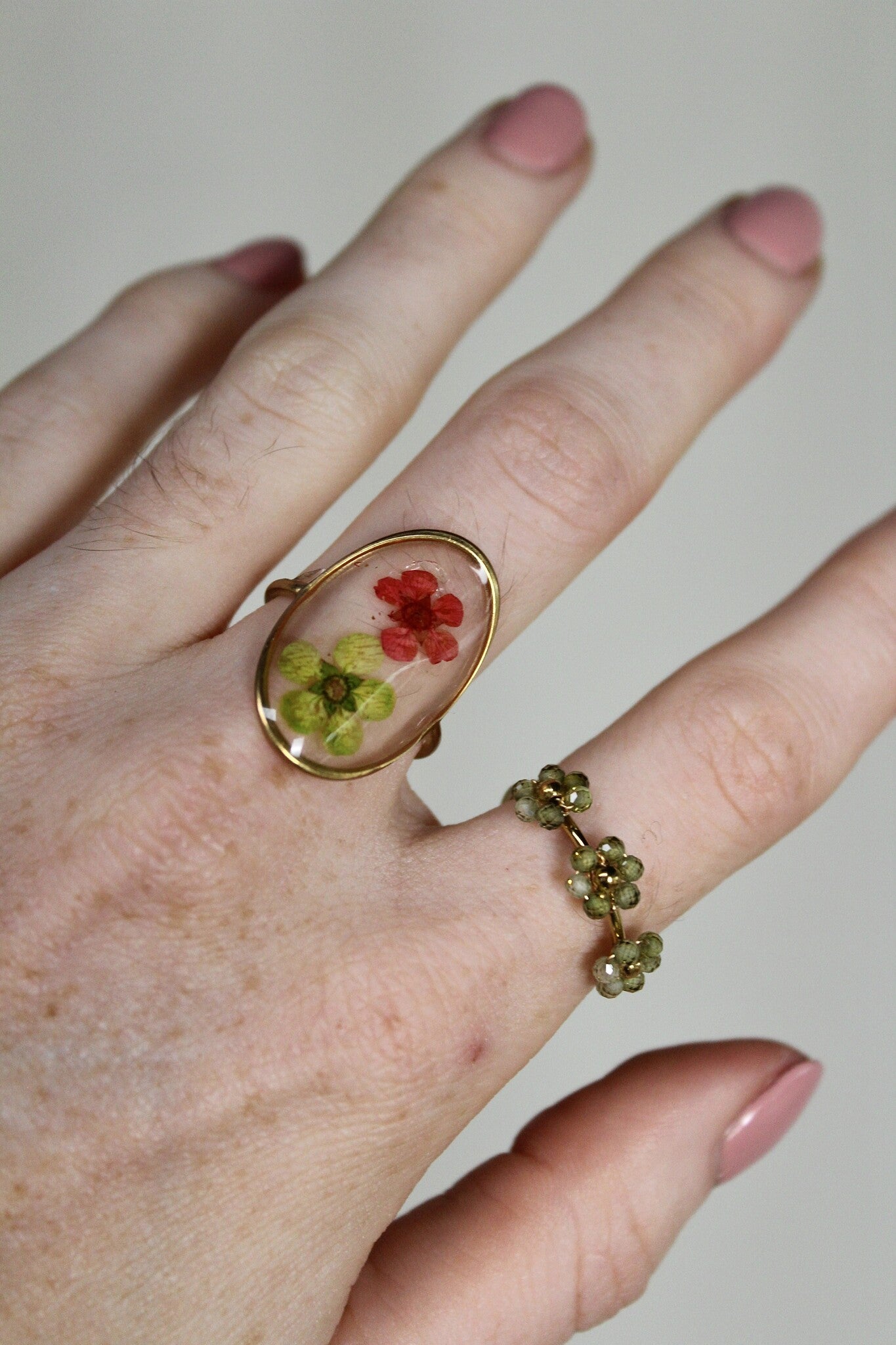 Flores secas - Anillo - Acero inoxidable - Ajustable