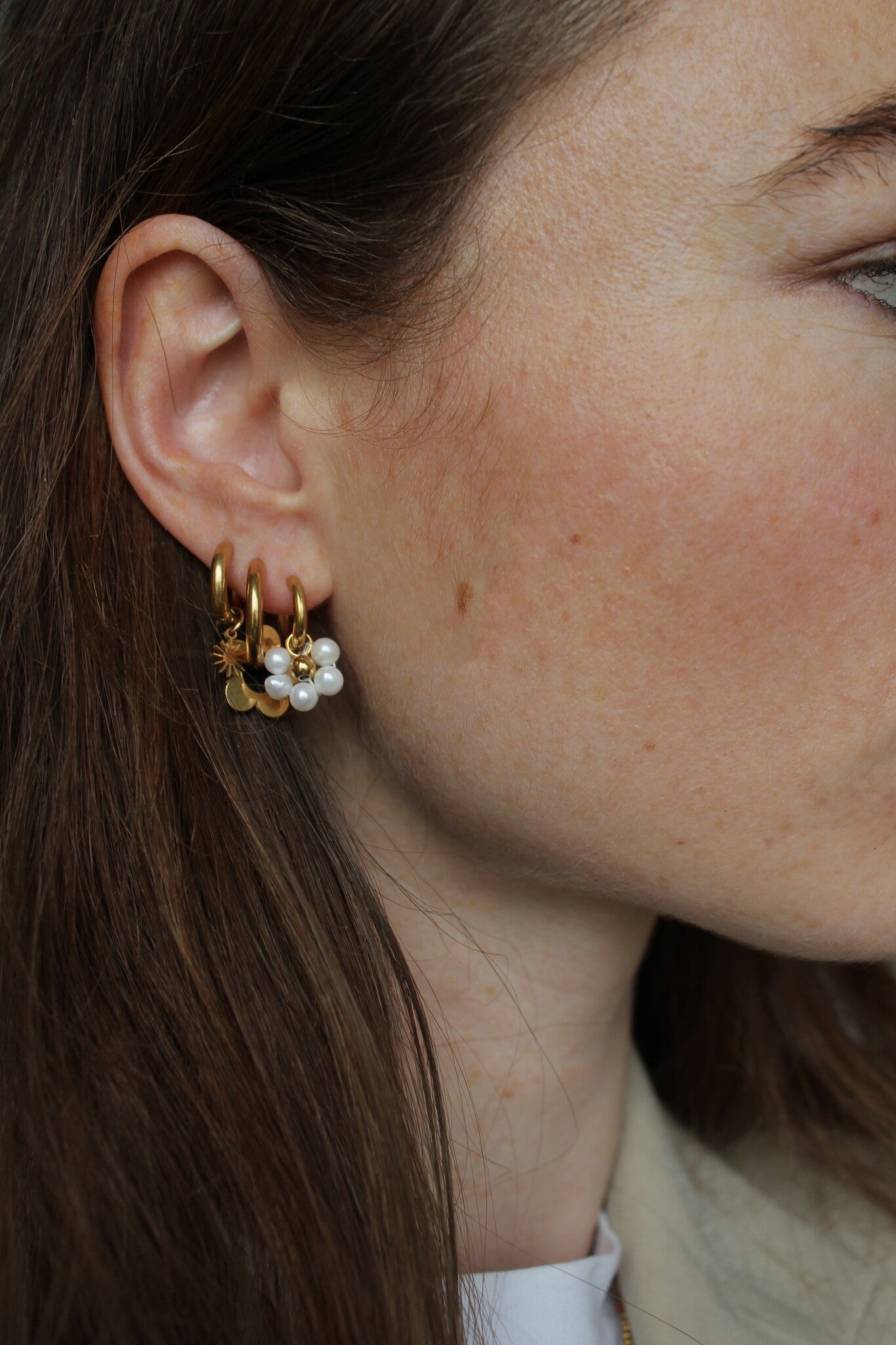 Fleur Blanche - Pendientes - Acero inoxidable